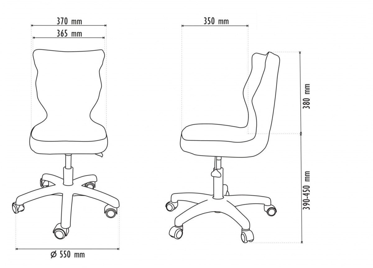 Ergonomiška vaikiška kėdė Entelo Petit Black ST33, pilka/juoda kaina ir informacija | Biuro kėdės | pigu.lt