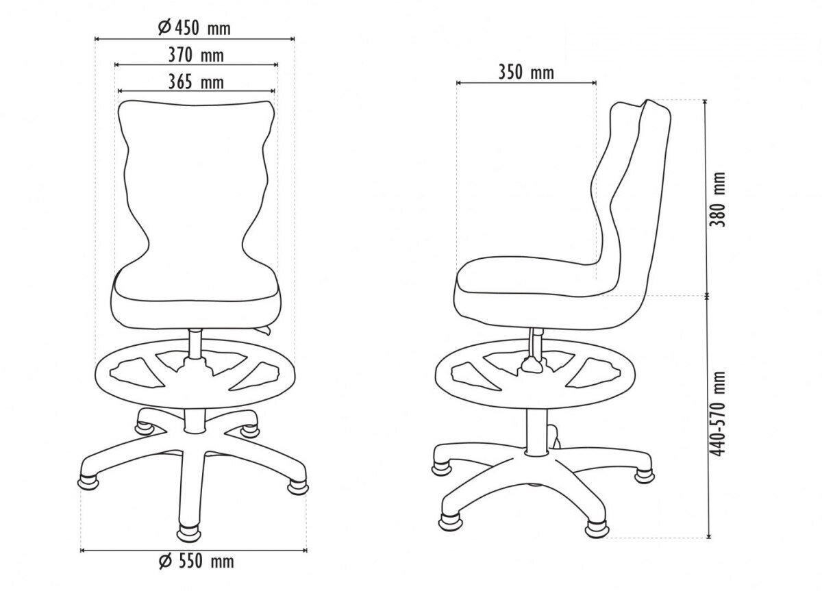 Ergonomiška vaikiška kėdė Entelo Petit White VS01 su atrama kojoms, juoda kaina ir informacija | Biuro kėdės | pigu.lt