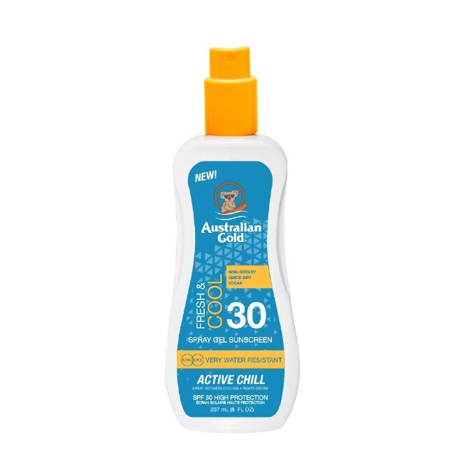 Apsauginis purškiamas pienelis nuo saulės Australian Gold Active Chill SPF 30, 237 ml kaina ir informacija | Kremai nuo saulės | pigu.lt