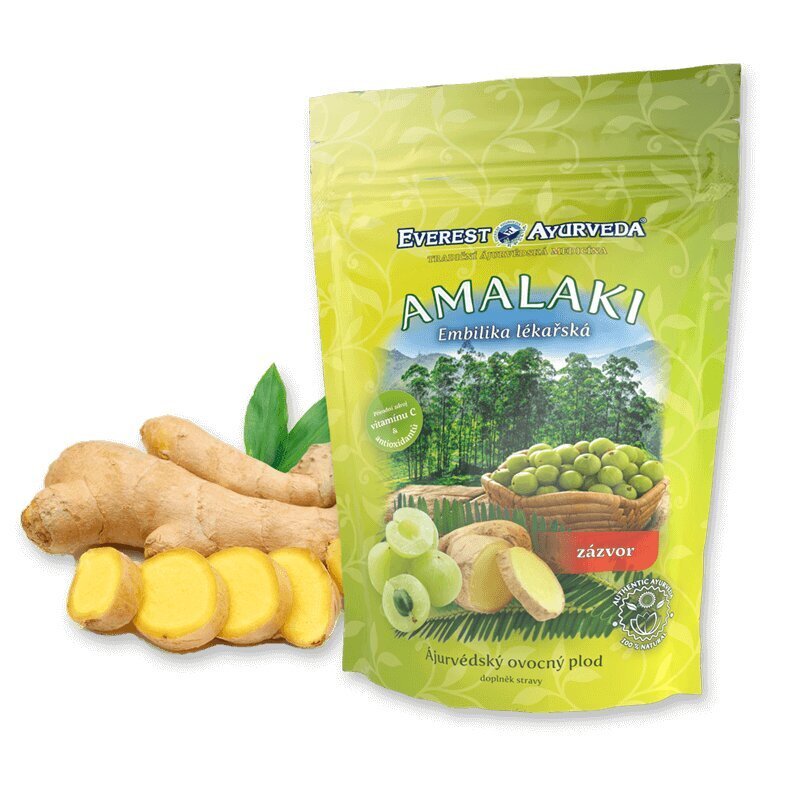 Džiovinti indiškojo lapainio vaisiai Everest Ayurveda Amalaki Ginger, 100 g цена и информация | Riešutai, sėklos, džiovinti vaisiai | pigu.lt