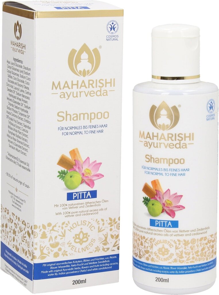 Žolelių šampūnas Maharishi Ayurveda Pita, 200 ml kaina ir informacija | Šampūnai | pigu.lt