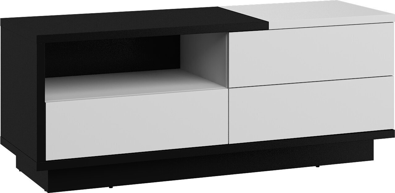 TV staliukas Meblocross Hybrid Hyb-20 1D1S, juodas/baltas kaina ir informacija | TV staliukai | pigu.lt