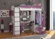 Dviaukštė lova Meblocross Level L, 90x200 cm, violetinė/balta kaina ir informacija | Vaikiškos lovos | pigu.lt