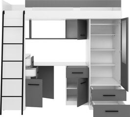 Dviaukštė lova Meblocross Smyk L, 80x200 cm, pilka/balta kaina ir informacija | Meblocross Vaiko kambario baldai | pigu.lt