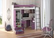 Dviaukštė lova Meblocross Smyk P, 80x200 cm, violetinė/balta kaina ir informacija | Vaikiškos lovos | pigu.lt