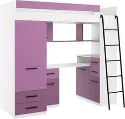 Dviaukštė lova Meblocross Smyk P, 80x200 cm, violetinė/balta kaina ir informacija | Vaikiškos lovos | pigu.lt
