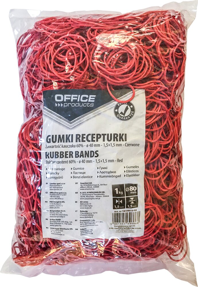 Gumytės 1 kg, 80 mm, raudonos kaina ir informacija | Kanceliarinės prekės | pigu.lt