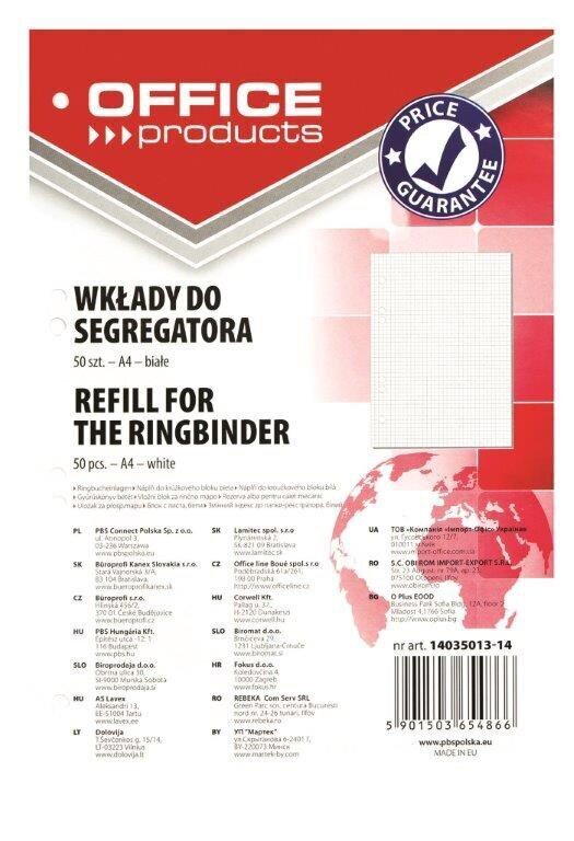 Bloknotas įsegamas į segtuvą, A4, 50 lapų цена и информация | Sąsiuviniai ir popieriaus prekės | pigu.lt