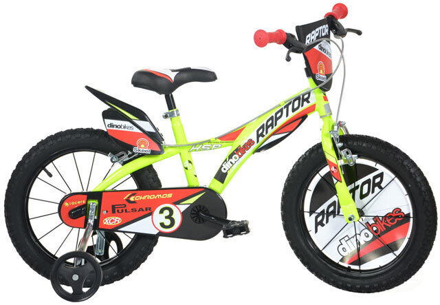 Vaikiškas dviratis Dino Bikes 16", 163GLN, geltonas kaina ir informacija | Dviračiai | pigu.lt