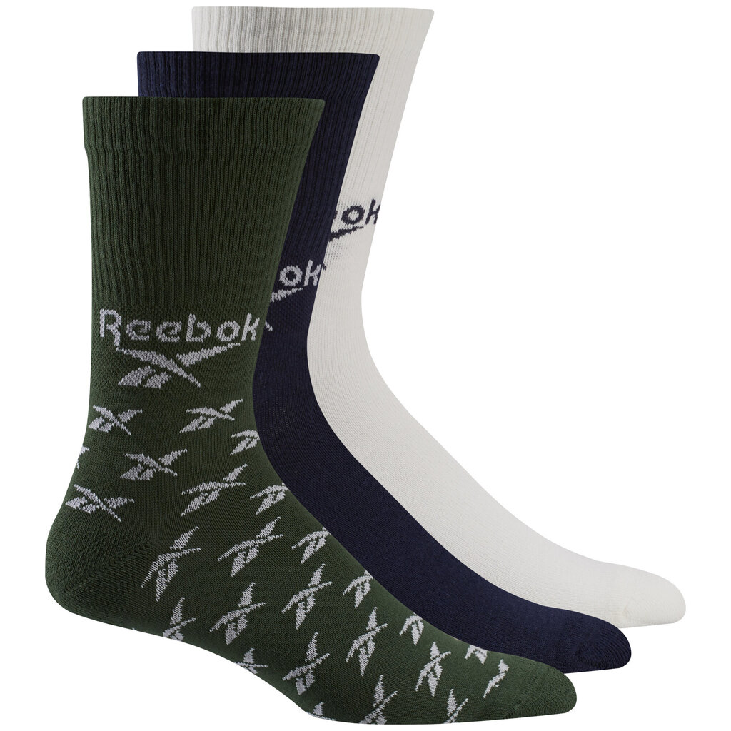 Reebok Cl Fo Crew Sock 3P Green Blue White, baltos цена и информация | Vyriškos kojinės | pigu.lt