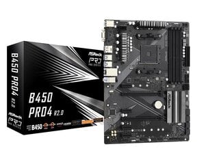 ASRock B450 PRO4 R2.0 kaina ir informacija | Pagrindinės plokštės | pigu.lt