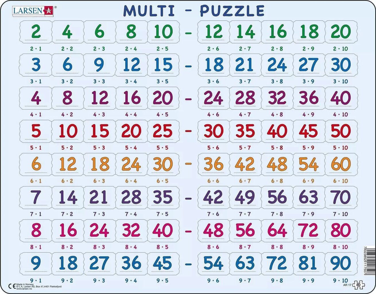 Dėlionė Daugyba, 80 detalių kaina ir informacija | Dėlionės (puzzle) | pigu.lt