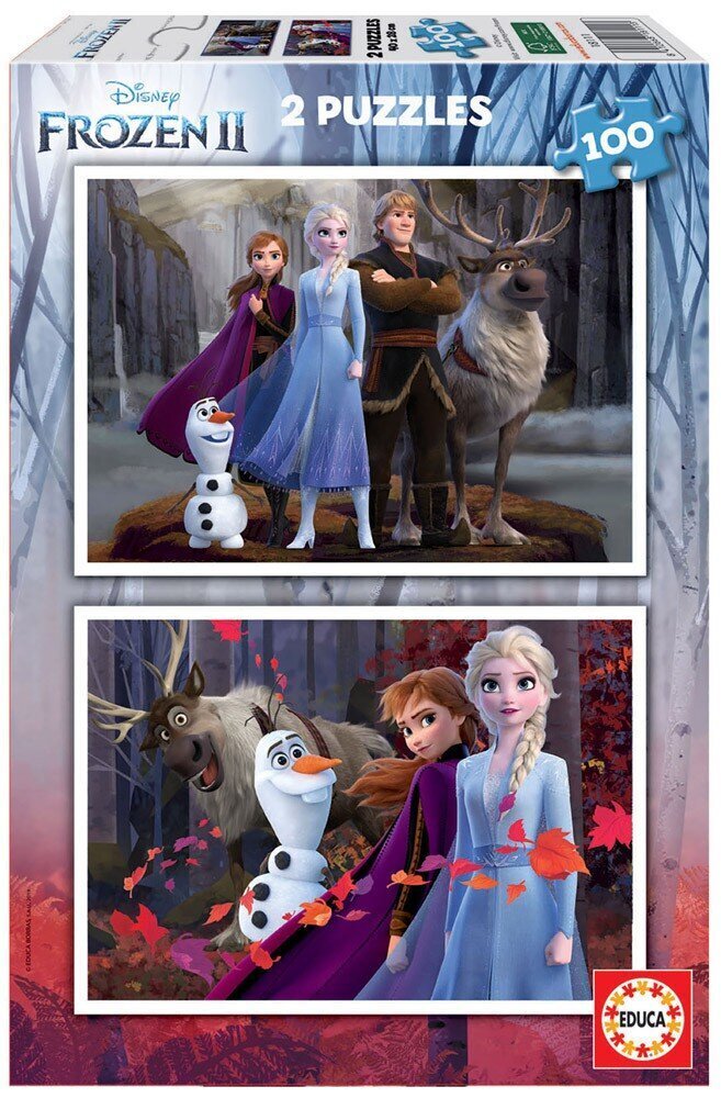 Dėlionės Frozen, 2 vnt. x 100 dalių kaina ir informacija | Dėlionės (puzzle) | pigu.lt