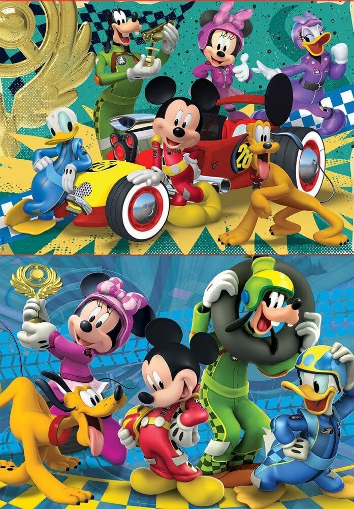 Dėlionės Mickey lenktynės, 2 vnt. x 20 dalių цена и информация | Dėlionės (puzzle) | pigu.lt