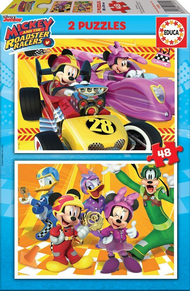 Dėlionė Mickey lenktynės, 2 vnt x 48 detalių цена и информация | Dėlionės (puzzle) | pigu.lt