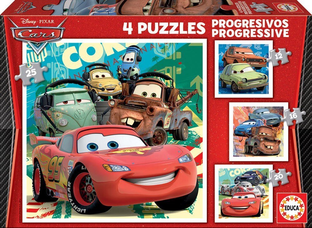 Dėlionės Cars, 4 vnt. kaina ir informacija | Dėlionės (puzzle) | pigu.lt