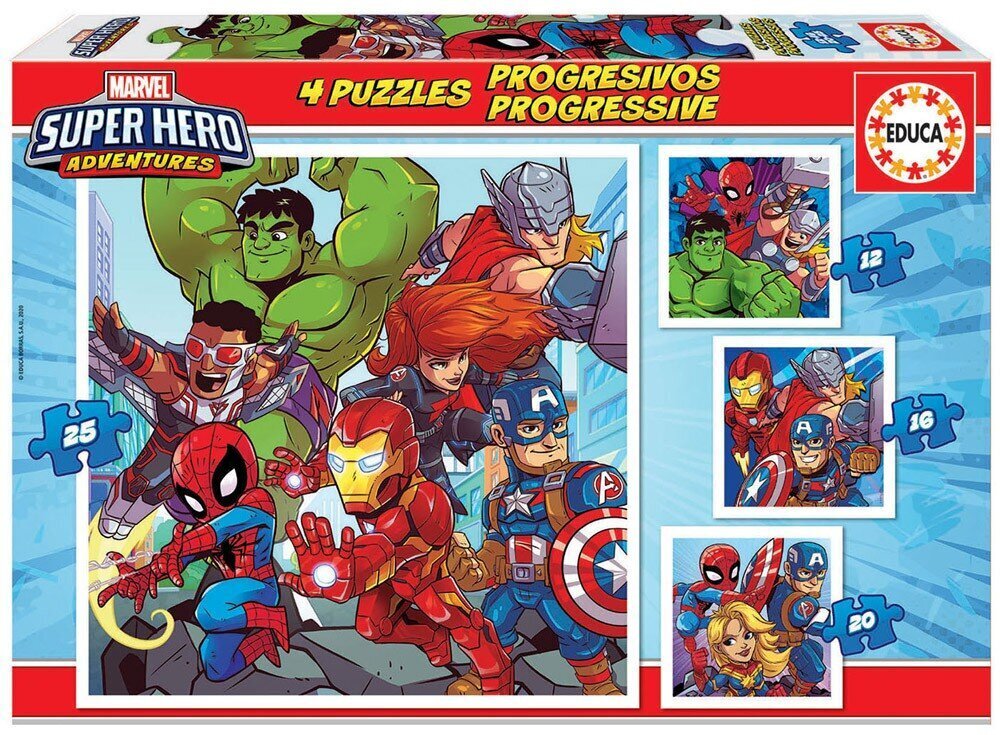 Dėlionių rinkinys Marvel super hero, 4 vnt. kaina ir informacija | Dėlionės (puzzle) | pigu.lt