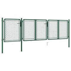 Sodo vartai vidaXL, žali, 75x395cm, plienas kaina ir informacija | Tvoros ir jų priedai | pigu.lt