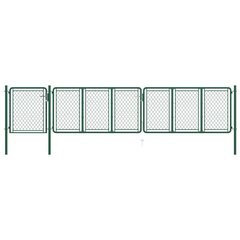 Sodo vartai vidaXL, žali, 75x495cm, plienas kaina ir informacija | Tvoros ir jų priedai | pigu.lt