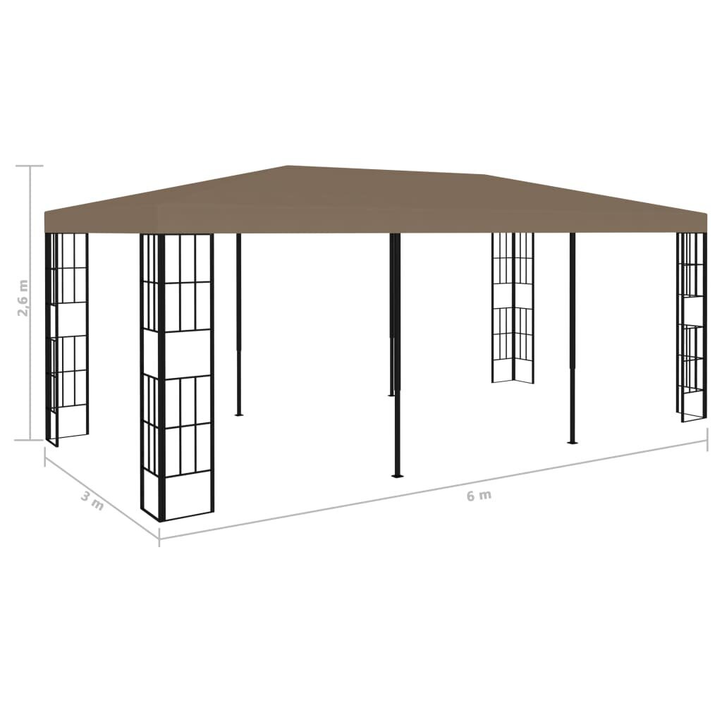 Pavėsinė, taupe spalvos, 6x3m kaina ir informacija | Pavėsinės | pigu.lt