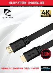 Piranha High Speed HDMI Cable 1.8M kaina ir informacija | Kabeliai ir laidai | pigu.lt