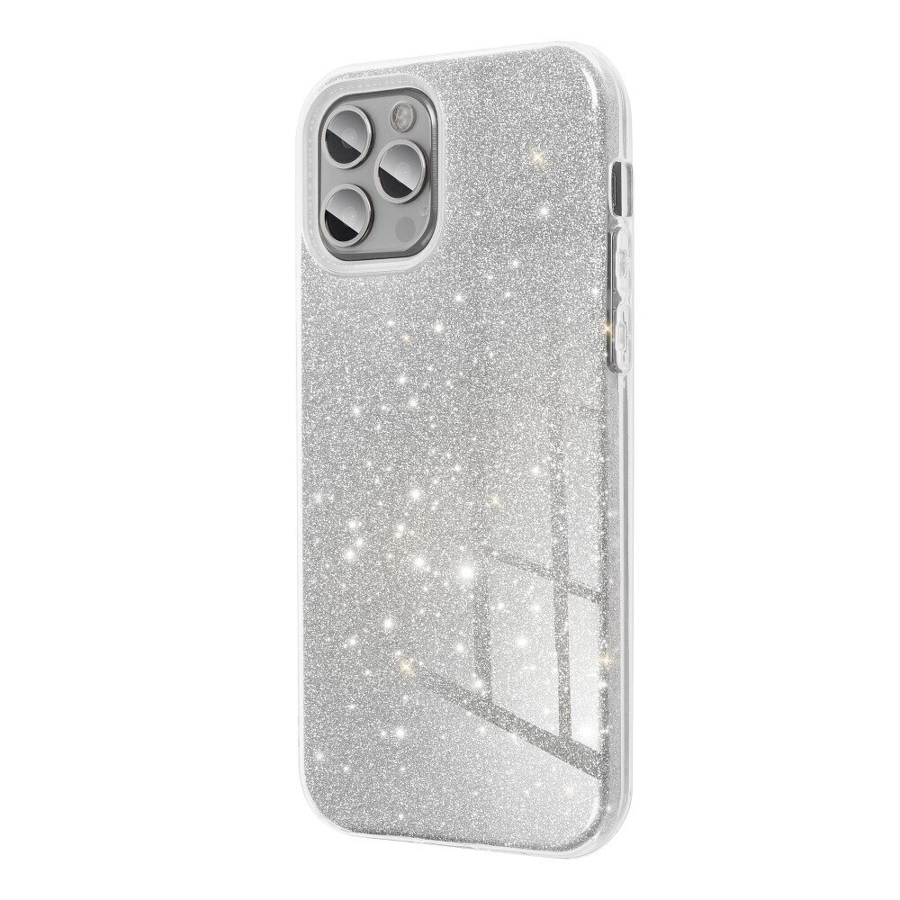 Telefono dėklas Forcell Shining Case, skirtas Samsung Galaxy A12, sidabrinis kaina ir informacija | Telefono dėklai | pigu.lt