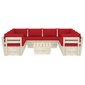 Sodo baldų komplektas iš palečių su pagalvėlėmis, 9 dalių, raudonas kaina ir informacija | Lauko baldų komplektai | pigu.lt