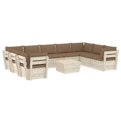 Sodo baldų komplektas iš palečių su pagalvėmis, 10 dalių, rudas kaina ir informacija | Lauko baldų komplektai | pigu.lt