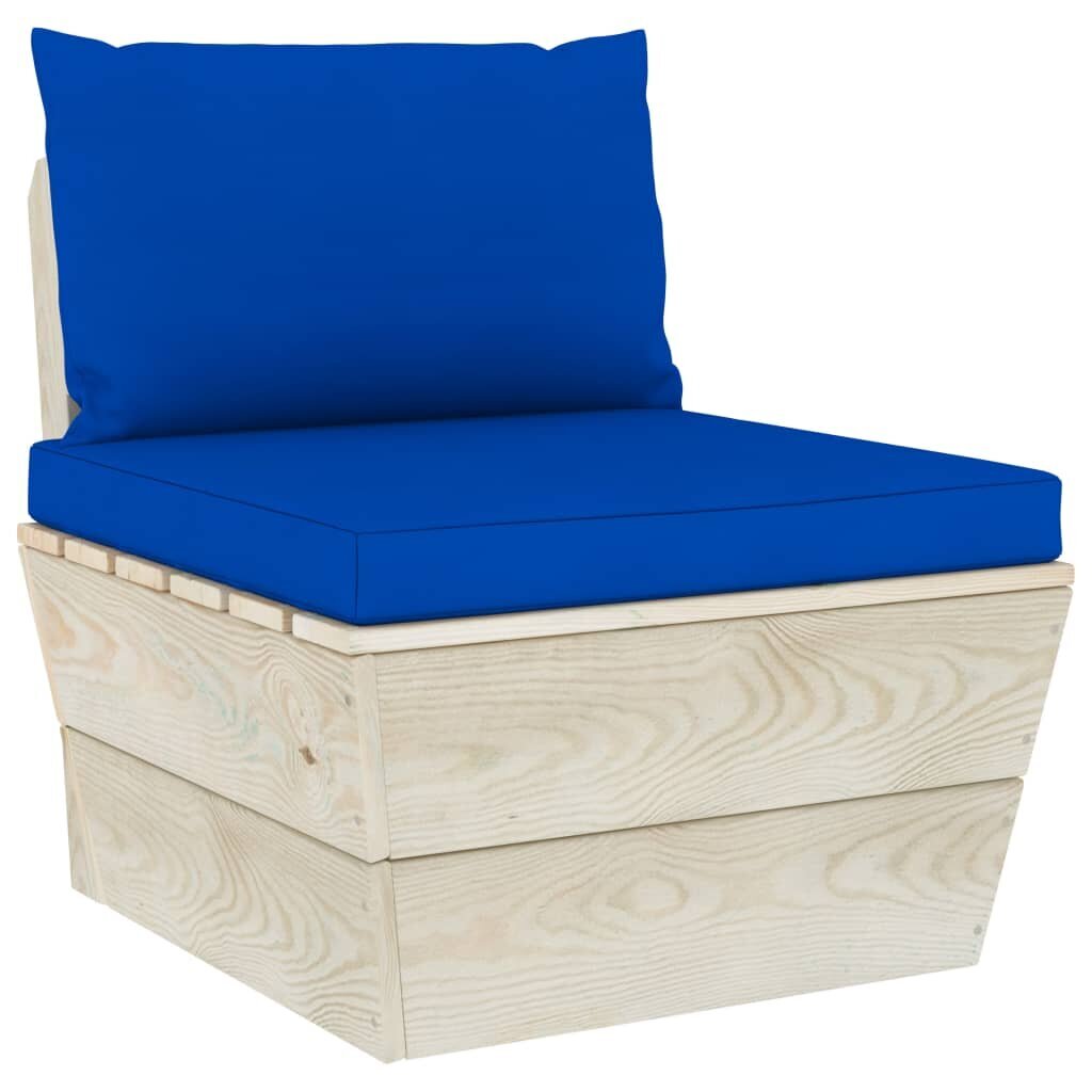 Sodo baldų komplektas iš palečių su pagalvėmis, 10 dalių, mėlynas kaina ir informacija | Lauko baldų komplektai | pigu.lt