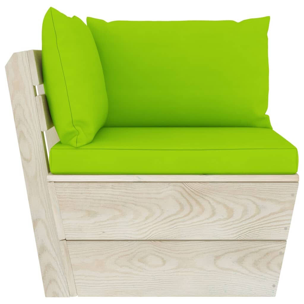 Sodo baldų komplektas iš palečių su pagalvėmis, 10 dalių, žalias kaina ir informacija | Lauko baldų komplektai | pigu.lt