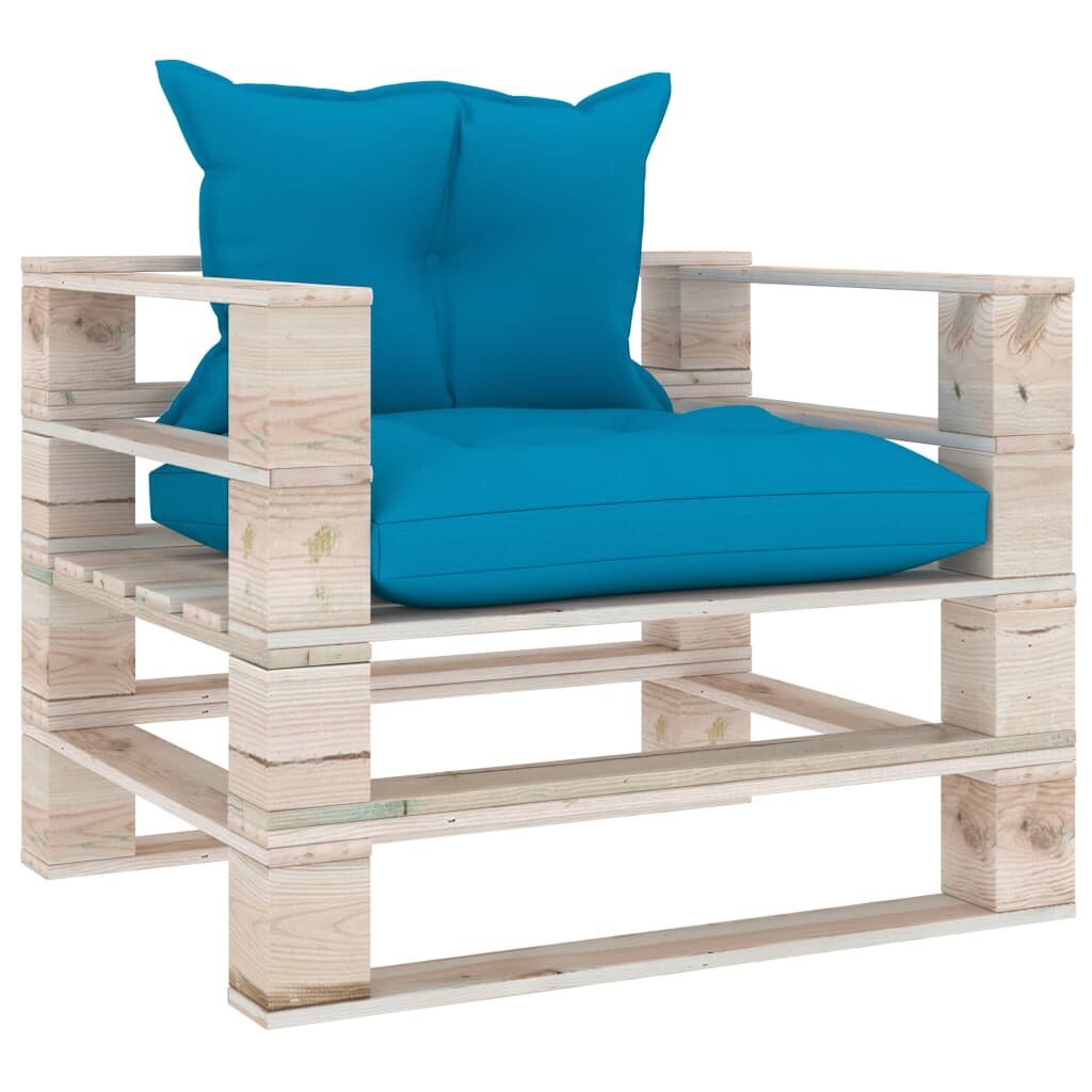 Sodo sofa iš palečių su pagalvėlėmis, mediena цена и информация | Lauko kėdės, foteliai, pufai | pigu.lt