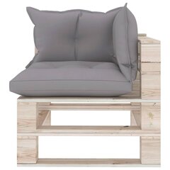 Kampinė sodo sofa iš palečių su pagalvėlėmis, mediena цена и информация | Садовые стулья, кресла, пуфы | pigu.lt