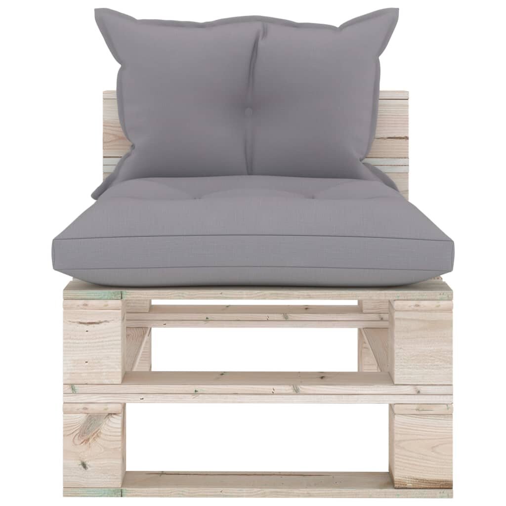Vidurinė sofos dalis iš palečių su pagalvėlėmis, mediena kaina ir informacija | Lauko kėdės, foteliai, pufai | pigu.lt