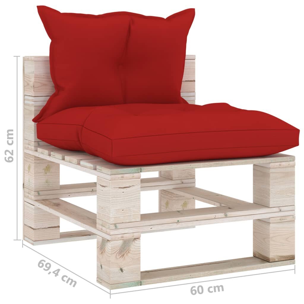 Vidurinė sofos dalis iš palečių su pagalvėlėmis, mediena цена и информация | Lauko kėdės, foteliai, pufai | pigu.lt