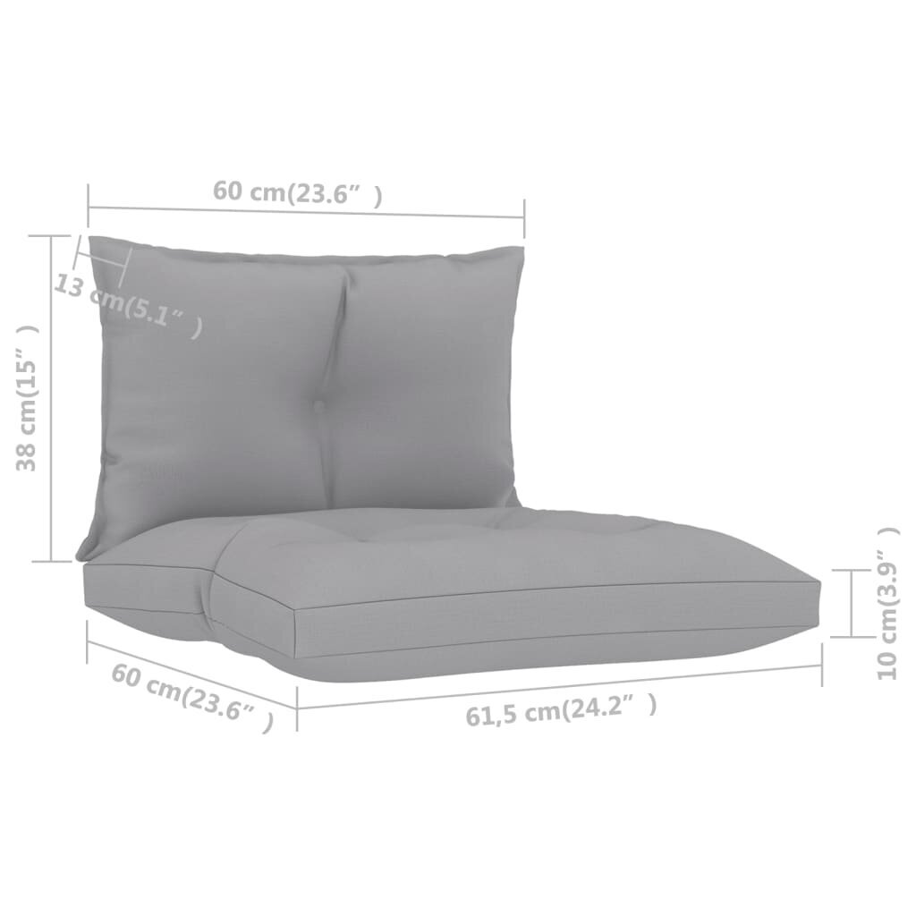 Pagalvėlės sofai iš palečių, 2vnt., pilkos цена и информация | Pagalvės, užvalkalai, apsaugos | pigu.lt