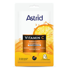 Lakštinė veido kaukė Astrid Vitamin C skin textile mask for skin hydration, 20 ml цена и информация | Маски для лица, патчи для глаз | pigu.lt