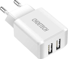 Двухпортовое настенное зарядное устройство Choetech C0030 2 x USB-A 10 Вт, 2 А цена и информация | Зарядные устройства для телефонов | pigu.lt