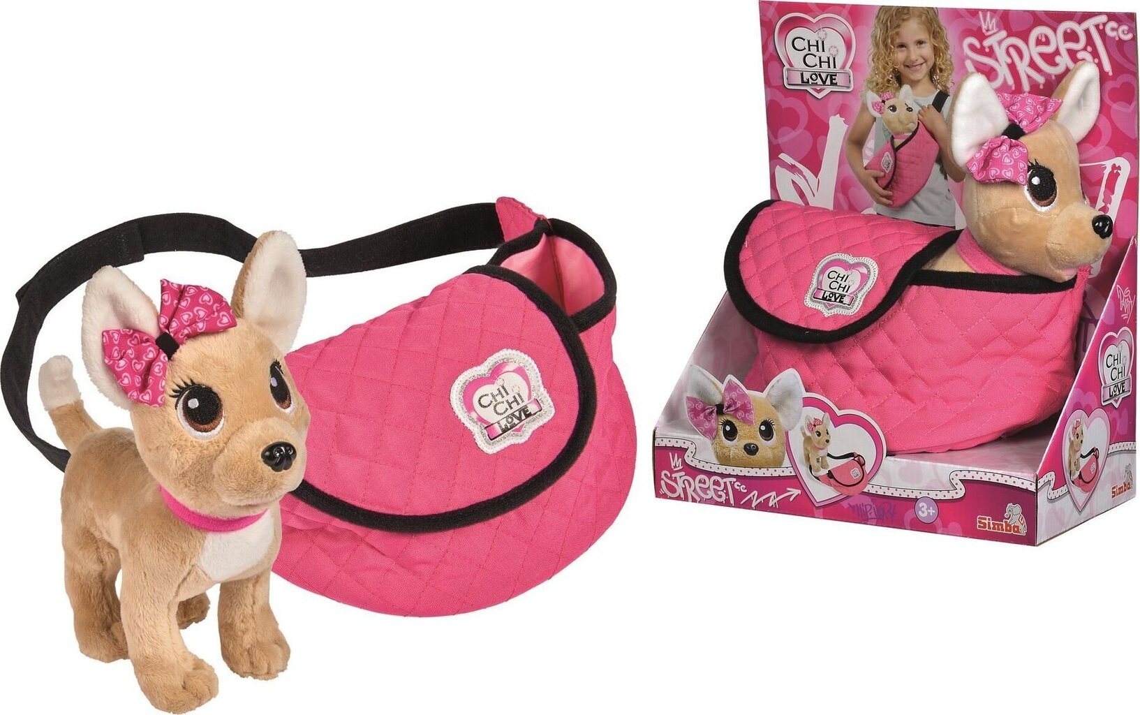Pliušinis šuniukas Chi Chi Love su madinga kuprine, SIMBA kaina ir informacija | Minkšti (pliušiniai) žaislai | pigu.lt