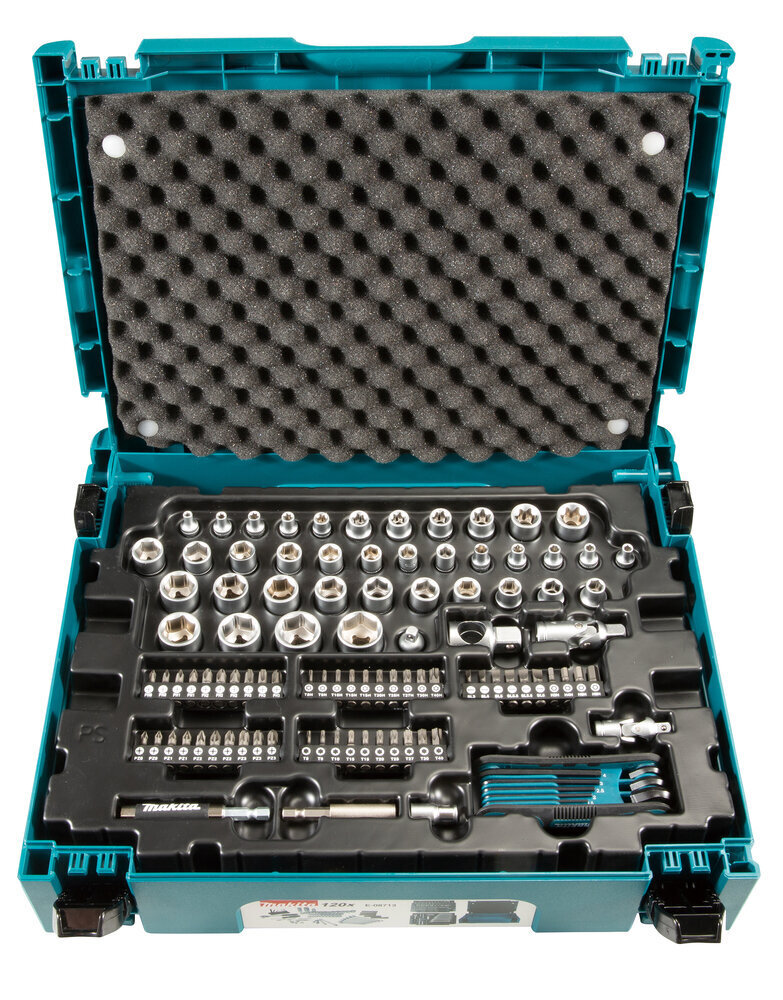 Rankinių įrankių rinkinys Makita E-08713, 120 vnt kaina ir informacija | Mechaniniai įrankiai | pigu.lt