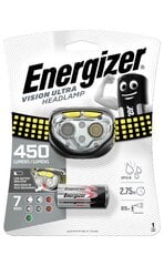 Налобный фонарь ENERGIZER VISION ULTRA LED galvas 450lm + 3xAAA Energizer MAX батарейки, 7 световых режимов цена и информация | Фонари и прожекторы | pigu.lt