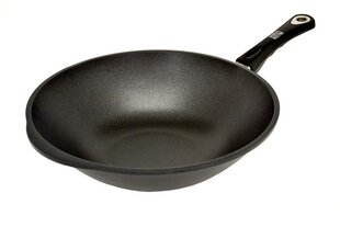 Wok keptuvė 36x11cm, lieti aliuminis, indukcinis, storis 9-10mm, nelipnus Lotan dangtelis, orkaitės nepraleidžianti rankena 240 * C kaina ir informacija | Keptuvės | pigu.lt