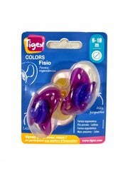 Пустышки Tigex Colors Fisio 6-18 мес, 2 шт. цена и информация | Пустышки | pigu.lt