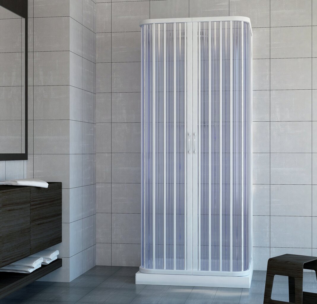 Išskleidžiama PVC dušo kabina su trimis šonais, 100x100x100 cm, pilka kaina ir informacija | Dušo kabinos | pigu.lt