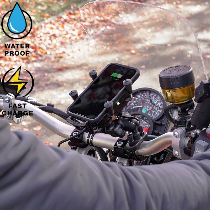 Vandeniui atsparus telefono įkroviklis RAM® X-Grip® Tough-Charge™ motociklo vairui kaina ir informacija | Telefono laikikliai | pigu.lt