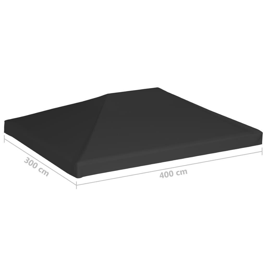 Viršutinis pavėsinės uždangalas, juodos spalvos, 4x3m, 270 g/m² цена и информация | Pavėsinės | pigu.lt