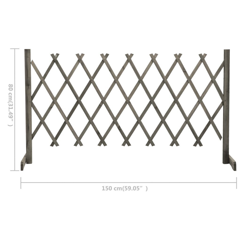 Sodo treliažas-tvora, pilka, 150x80cm, eglės masyvas kaina ir informacija | Tvoros ir jų priedai | pigu.lt