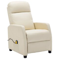 Atlošiamas masažinis krėslas, kreminės spalvos, dirbtinė oda kaina ir informacija | Svetainės foteliai | pigu.lt