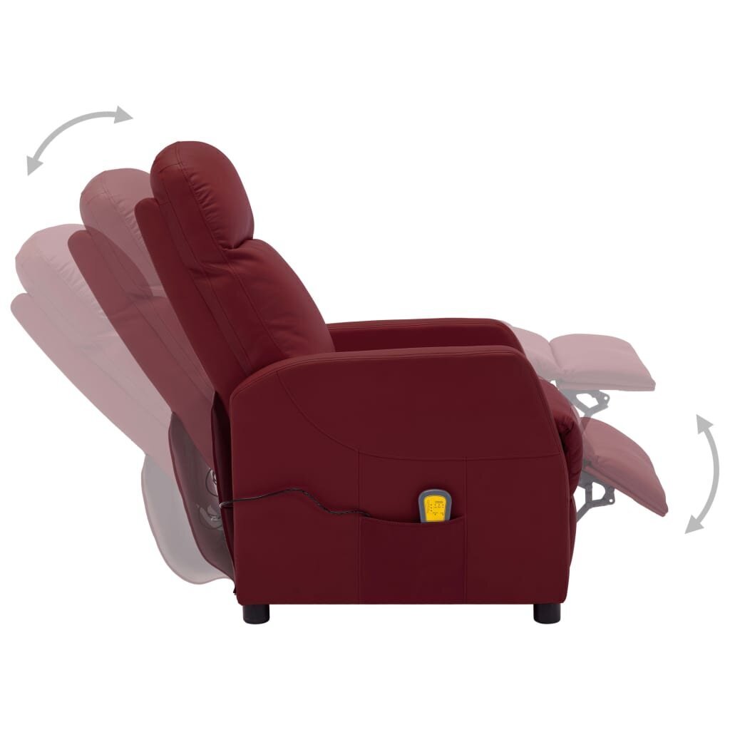 Atlošiamas masažinis krėslas, vyno raudonas, dirbtinė oda kaina ir informacija | Svetainės foteliai | pigu.lt