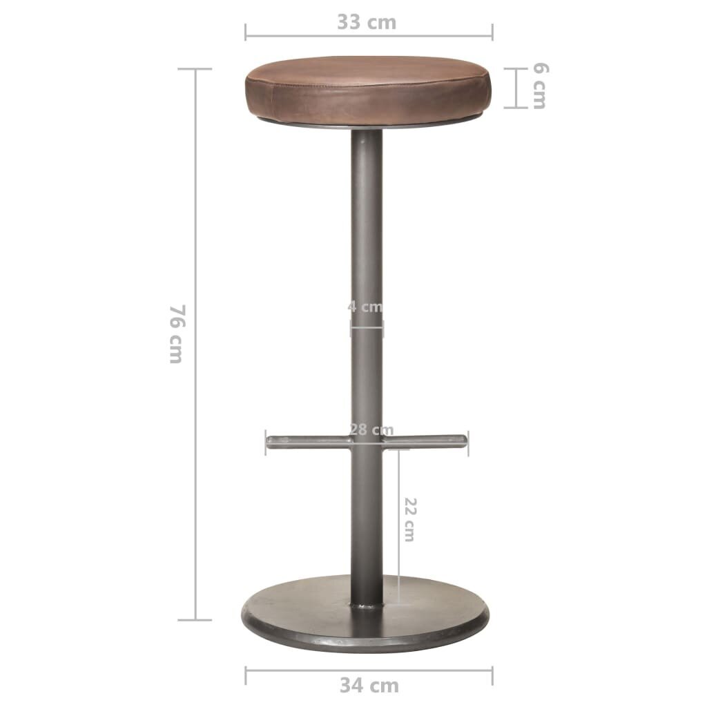 Baro taburetės, 2vnt., baltintos rudos spalvos, tikra oda kaina ir informacija | Virtuvės ir valgomojo kėdės | pigu.lt