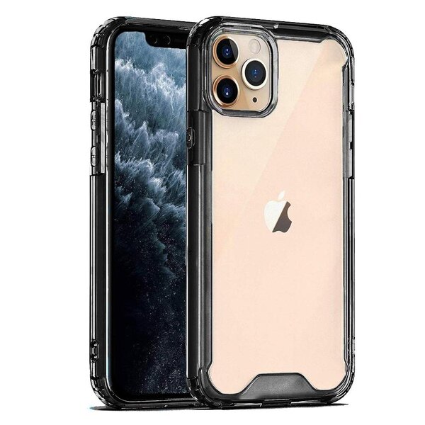 Dėklas telefonui Mocco Acrylic Air Case Silicone Case for Apple iPhone 12  Pro Max Transparent-Black, iPhone 12 Pro Max kaina | pigu.lt